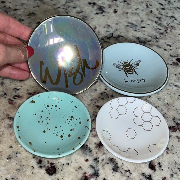 Trinket Jewelry Dish Set of 4 approx. 3” round - Picture 2 of 7